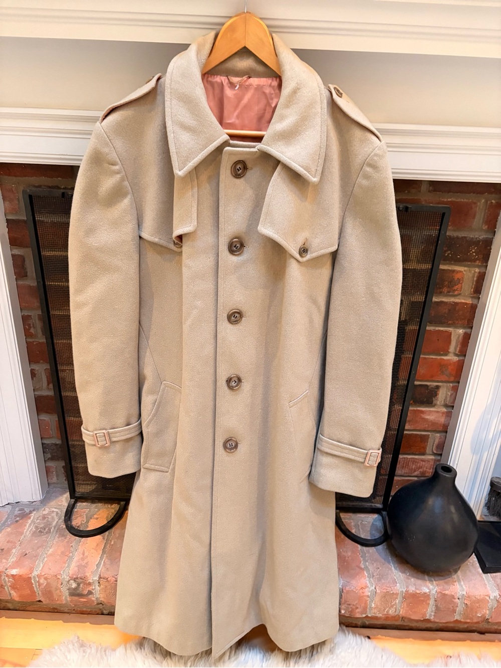 Men's Classic Beige Overcoat - Timeless Single-Breasted Coat
